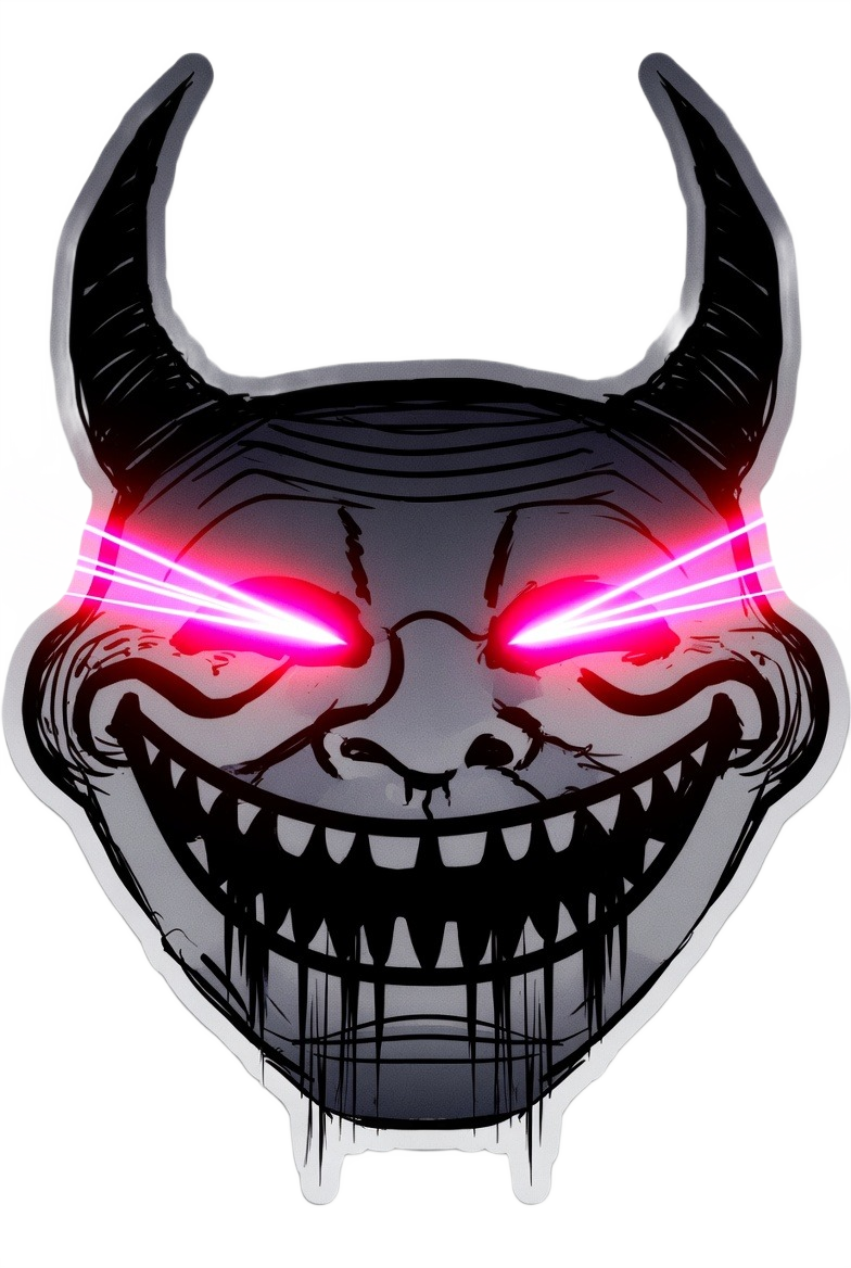 Demon Skull Troll Face Emoji – Download Creepy Laser Eyes Meme Icon