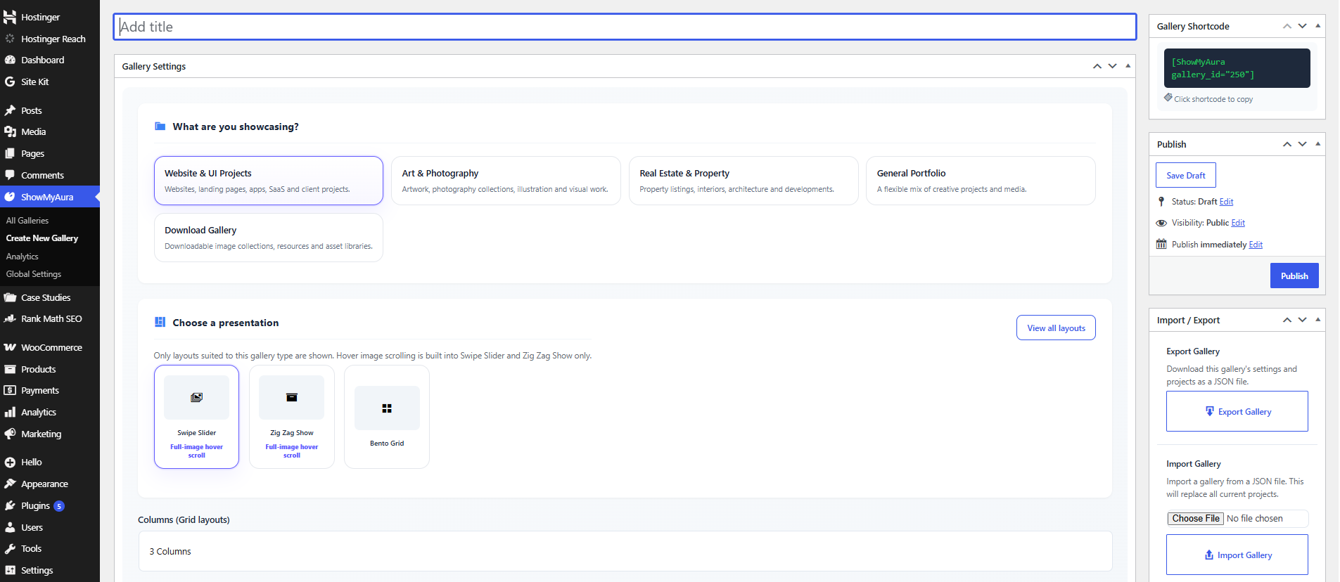 ShowMyAura documentation – gallery settings